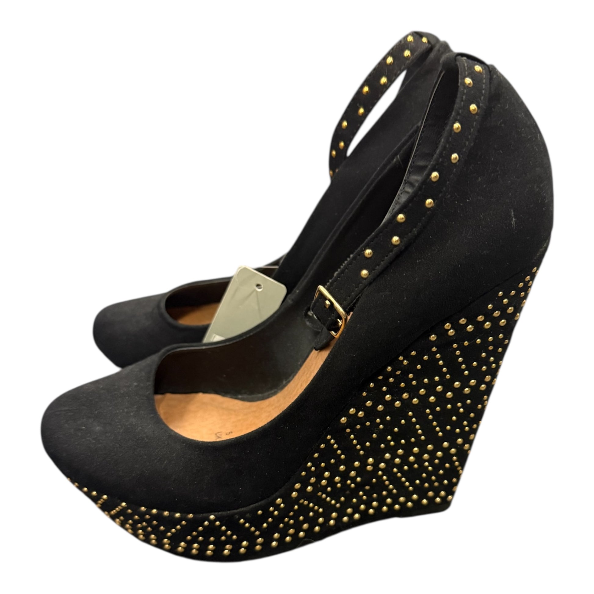 Red Herring gold detail ankle strap wedge