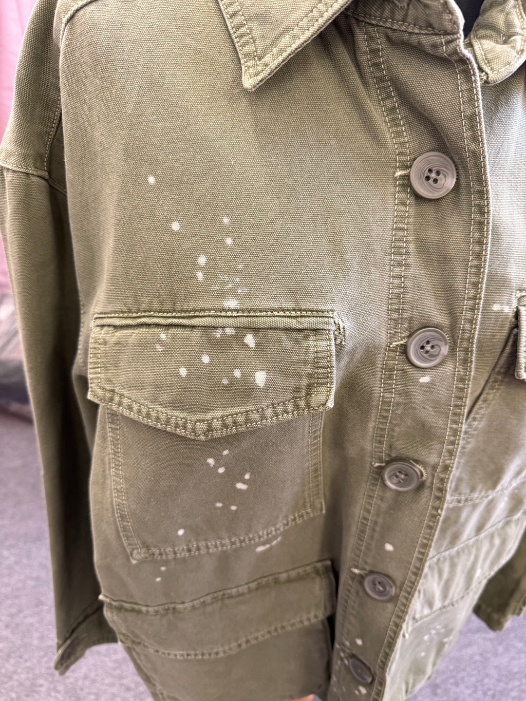 Zara khaki oversize distressed look jacket