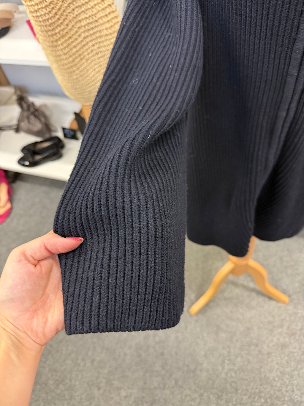 Zara navy ribbed oversize cardigan