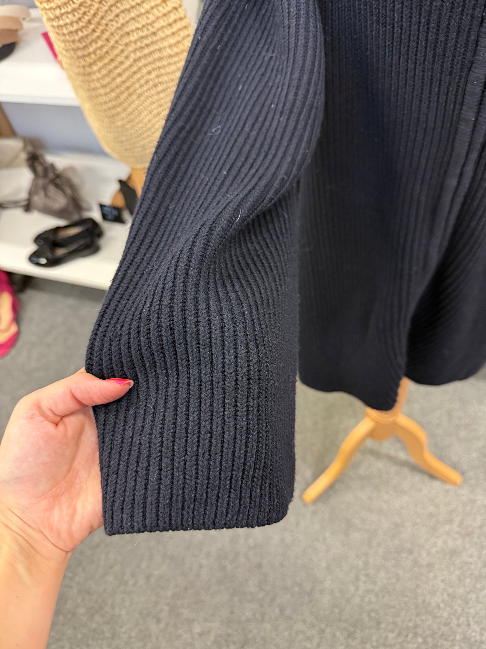 Zara navy ribbed oversize cardigan
