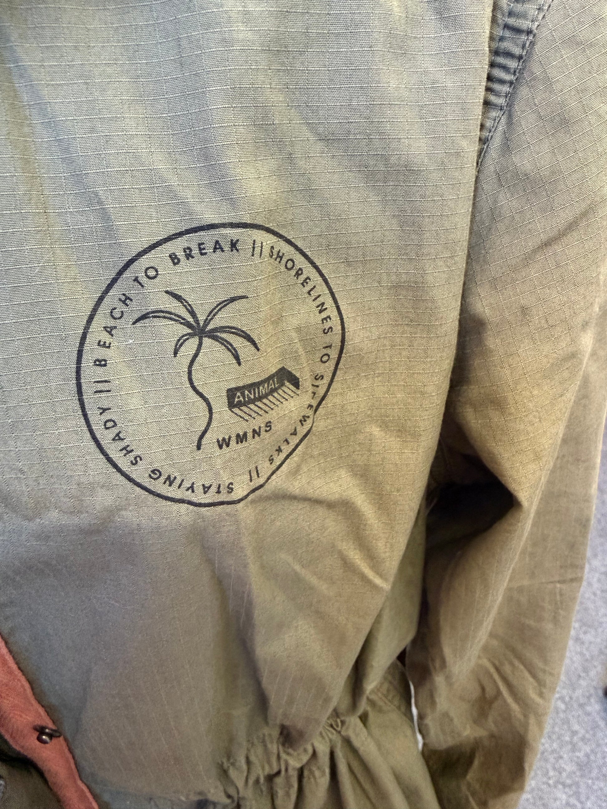 Animal khaki drawstring waist longline coat