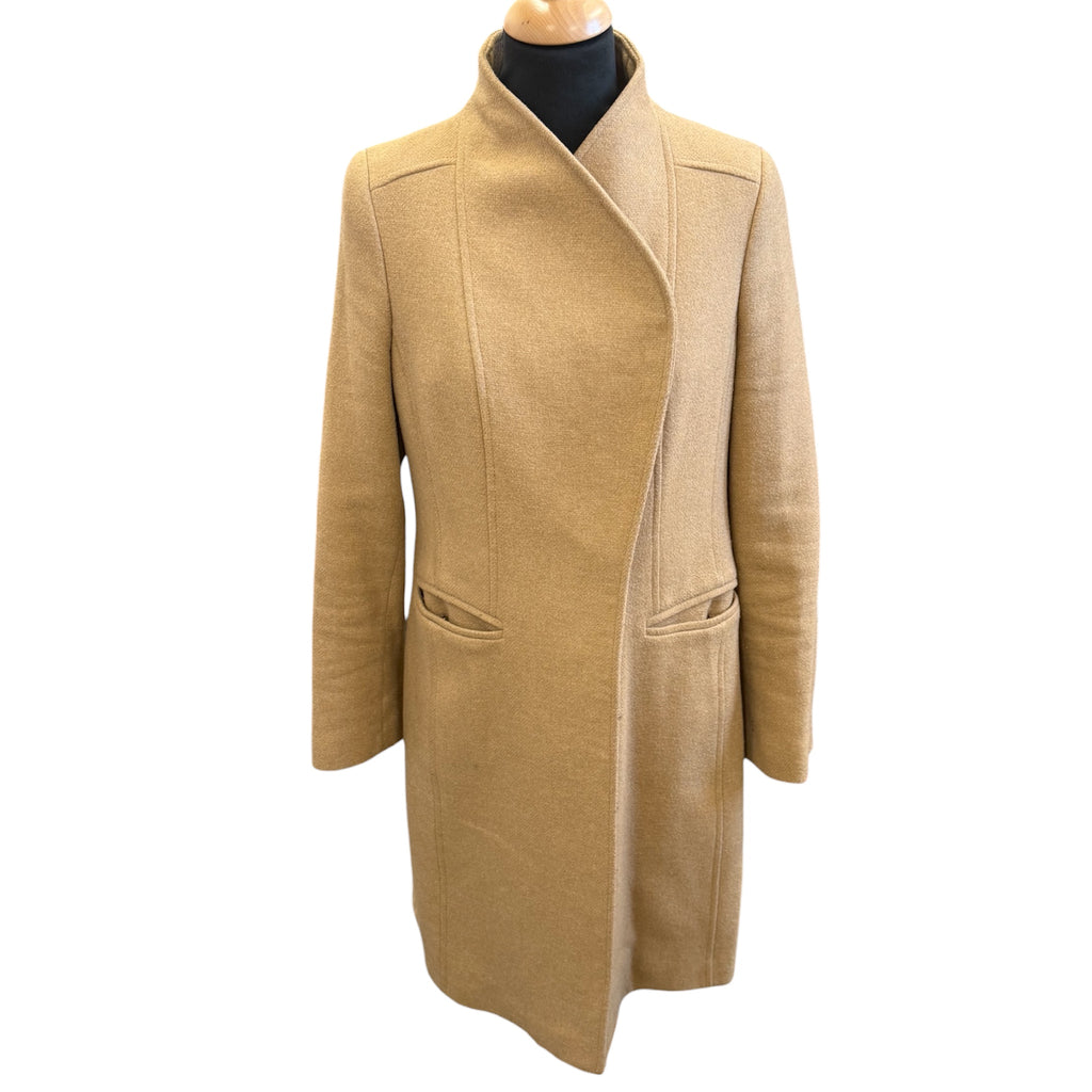 Monsoon beige collarless wool coat