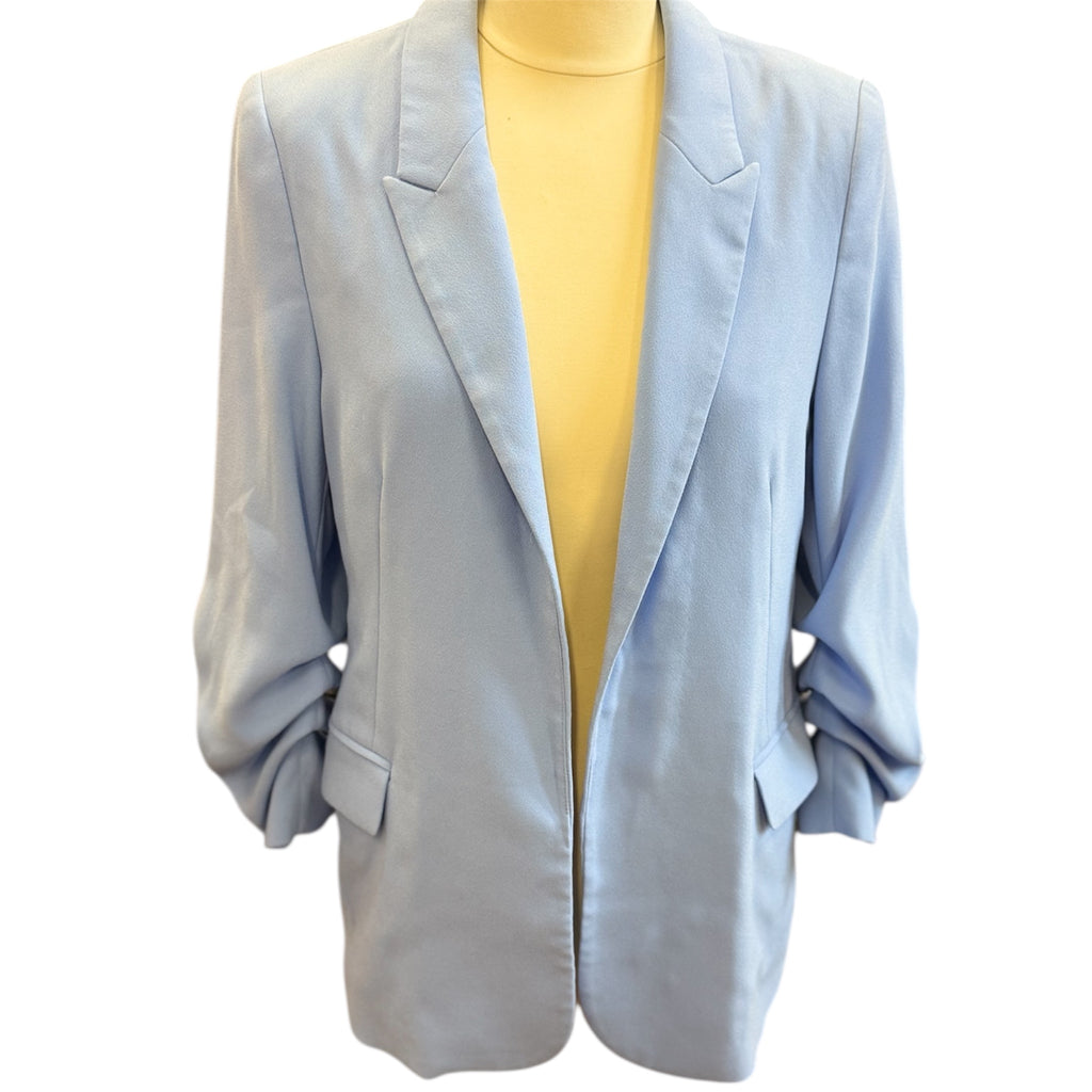M&S sky blue ruche sleeve blazer