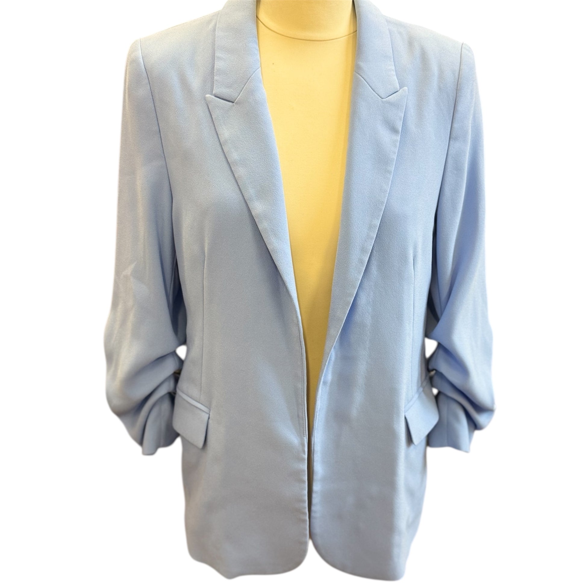 M&S sky blue ruche sleeve blazer