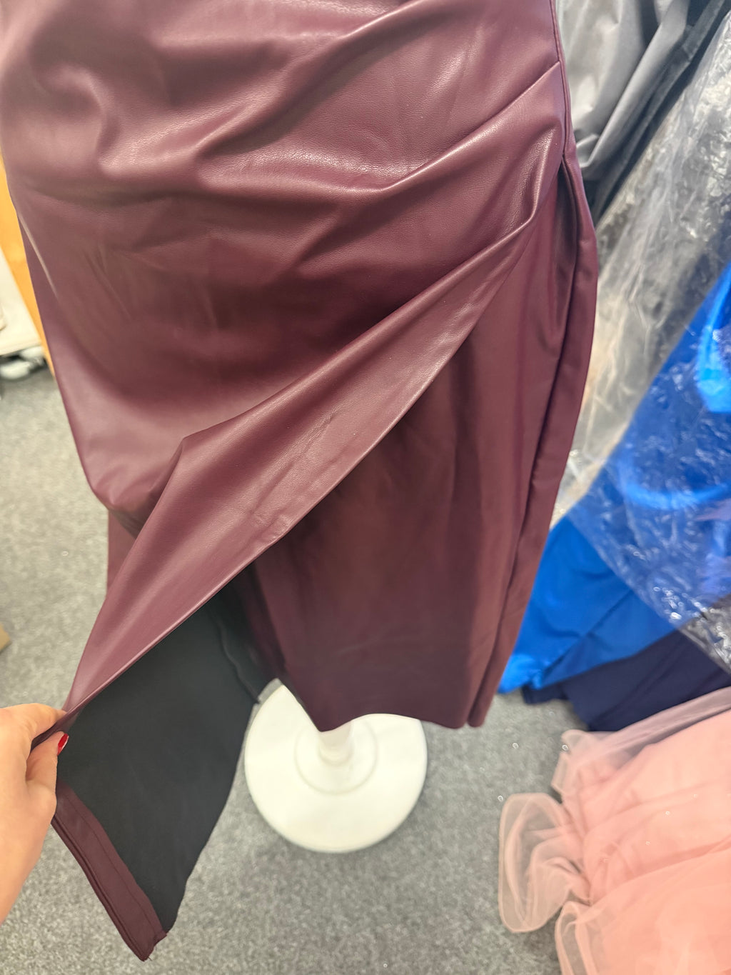 George burgundy faux leather skirt