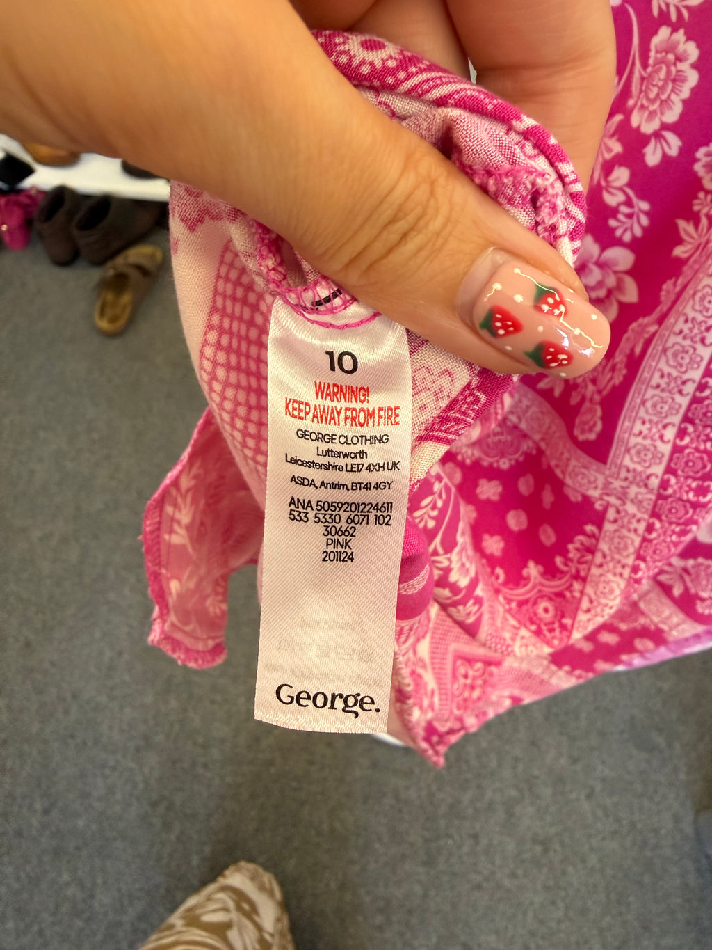 George pink and white print strappy mini dress
