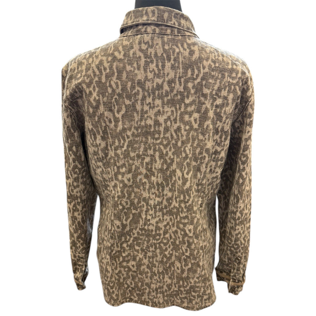 DG2 by Diane Gilman animal print denim shirt jacket