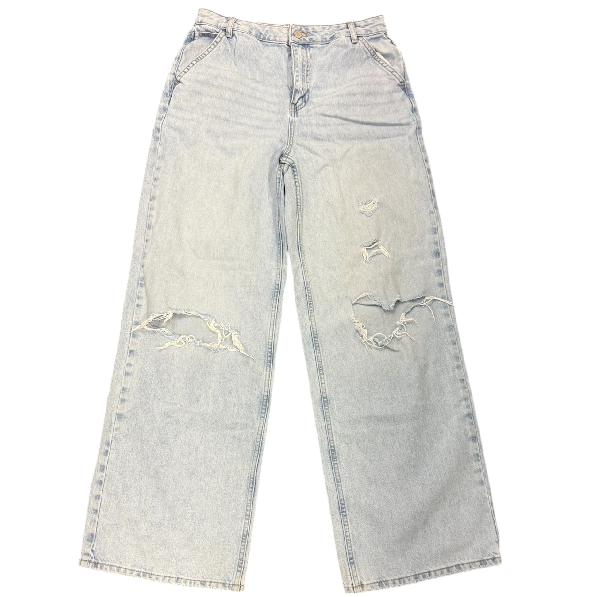Primark wide leg rip pale blue jeans