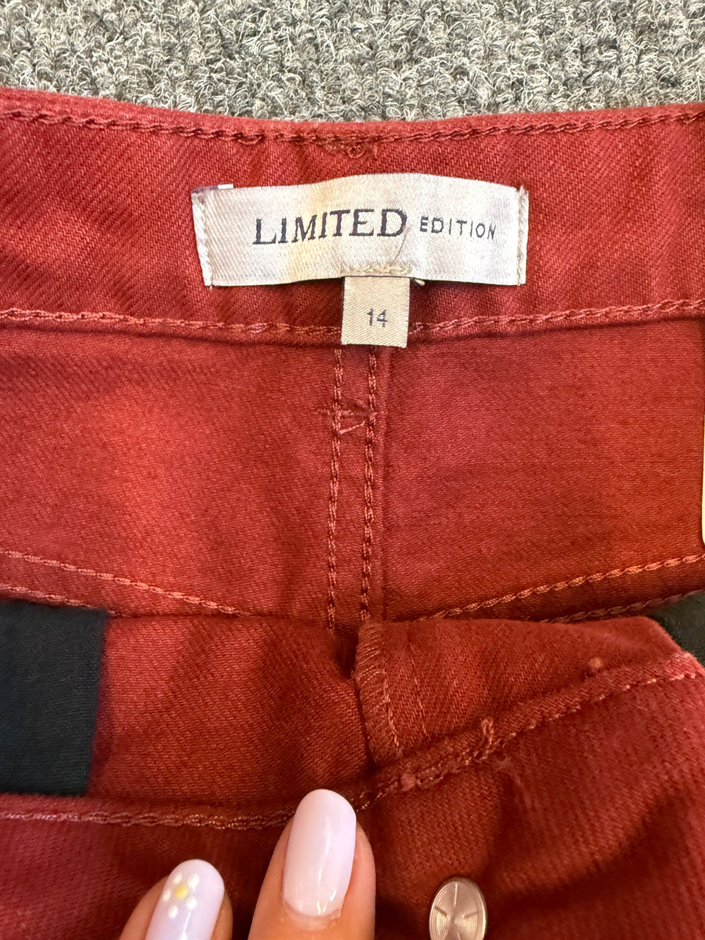M&S burgundy denim shorts
