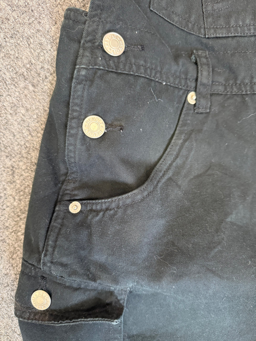 Revolt Clothing Co black short dungarees