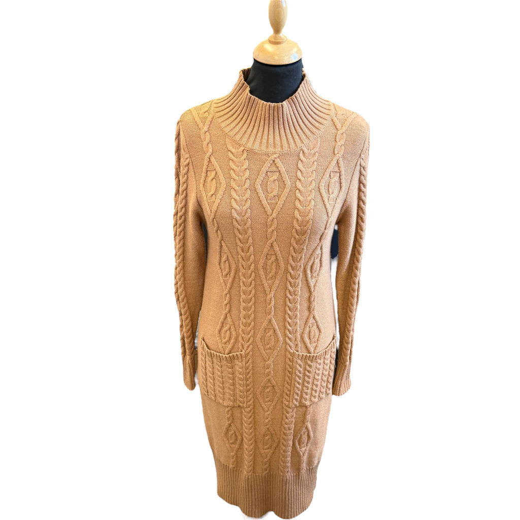 Beige cable knit dress