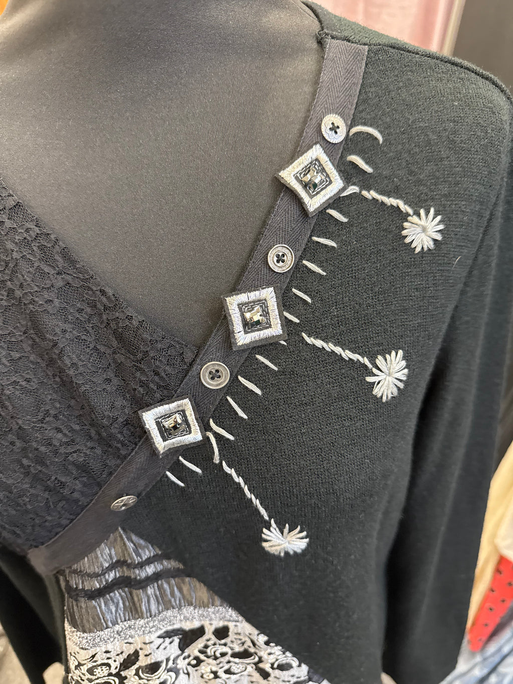 Black long sleeved detailed winter dress