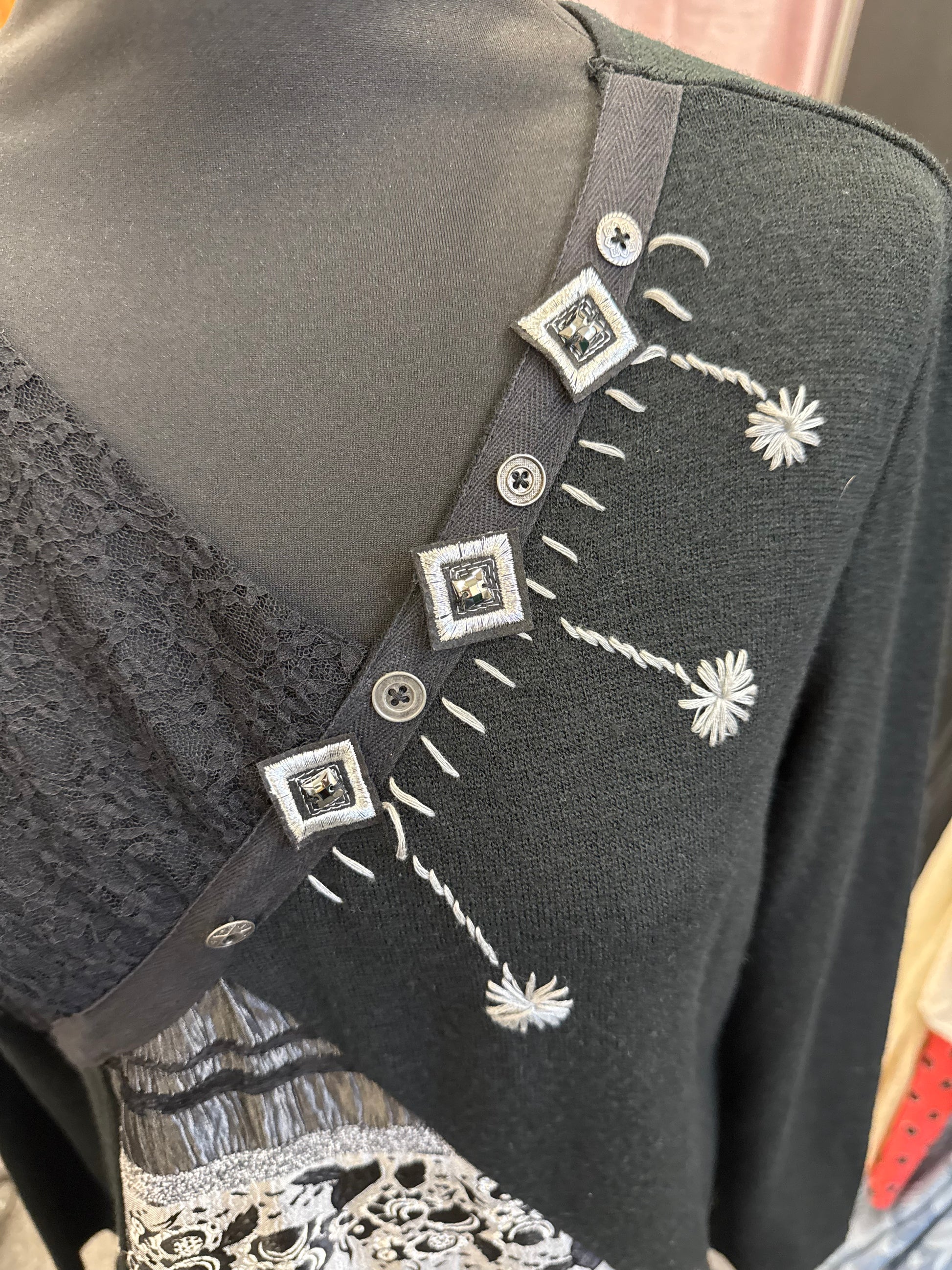 Black long sleeved detailed winter dress