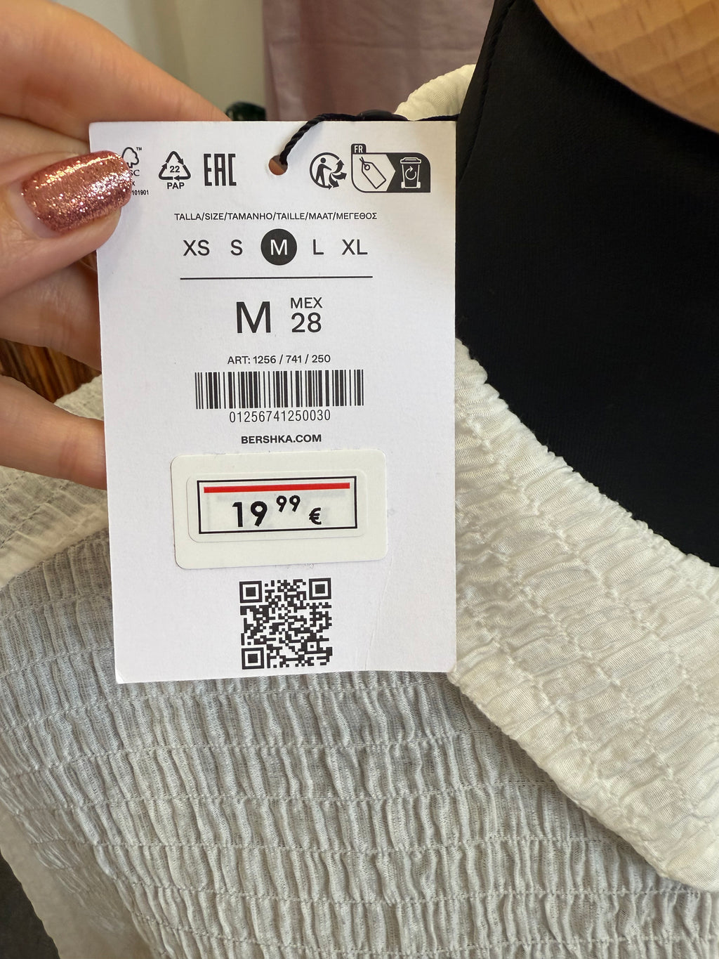 Berska oversize white crinkle blouse