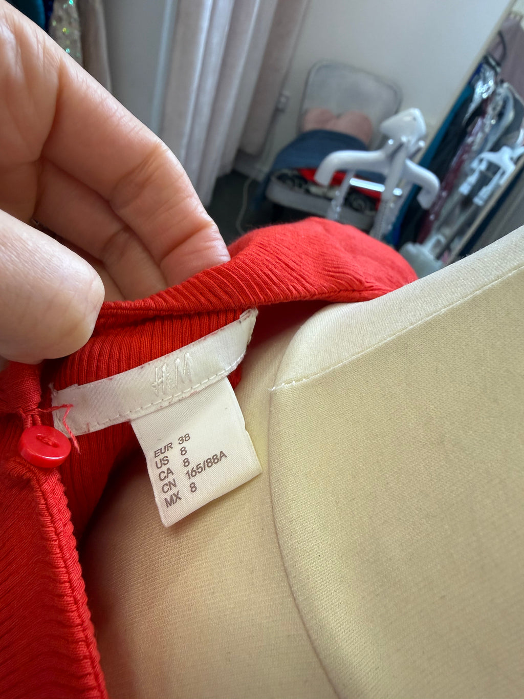 H&M red wide sleeve belted midi dress