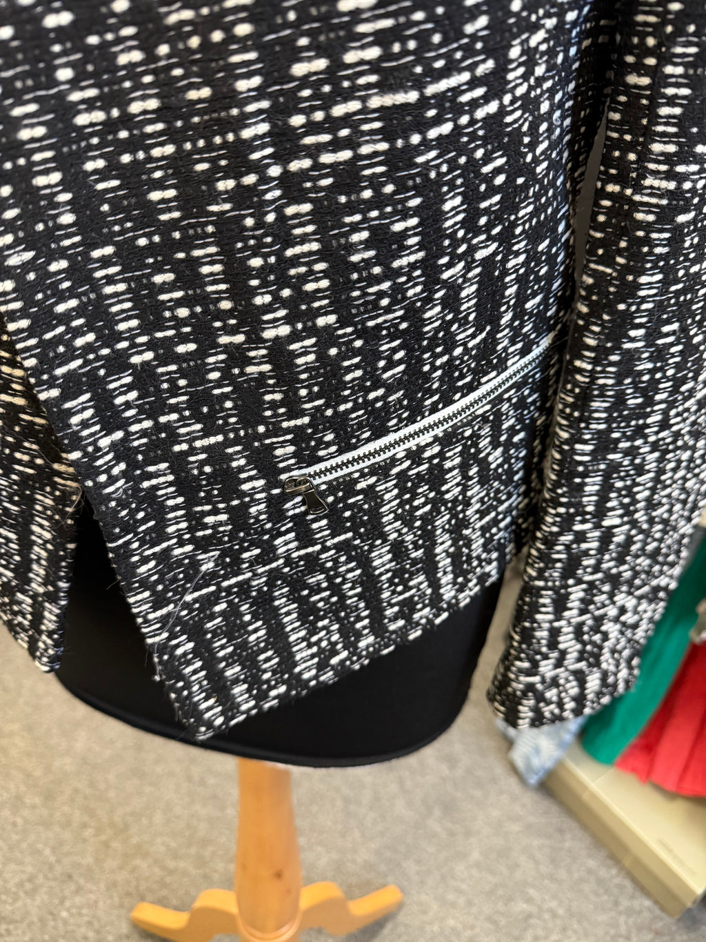 Topshop collarless jacquard jacket