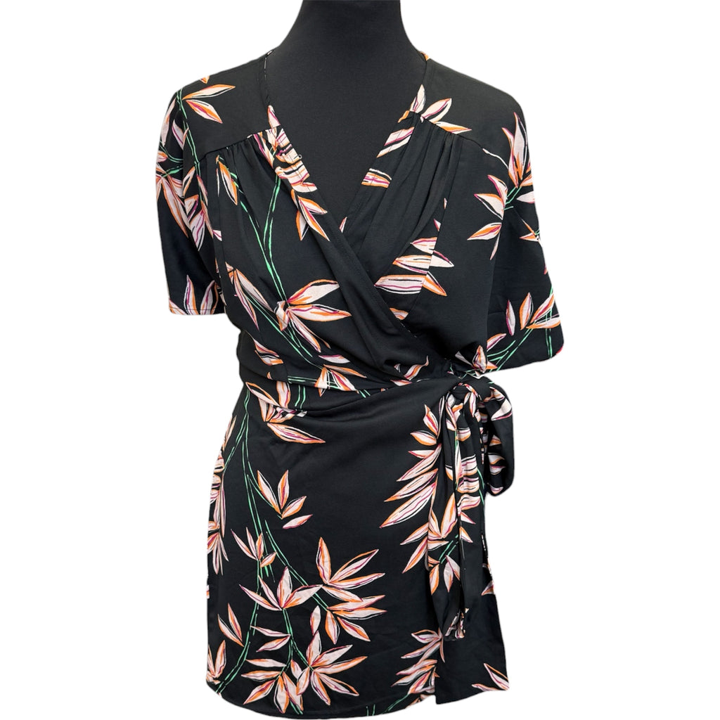 Dancing Leopard floral short sleeve wrap mini dress