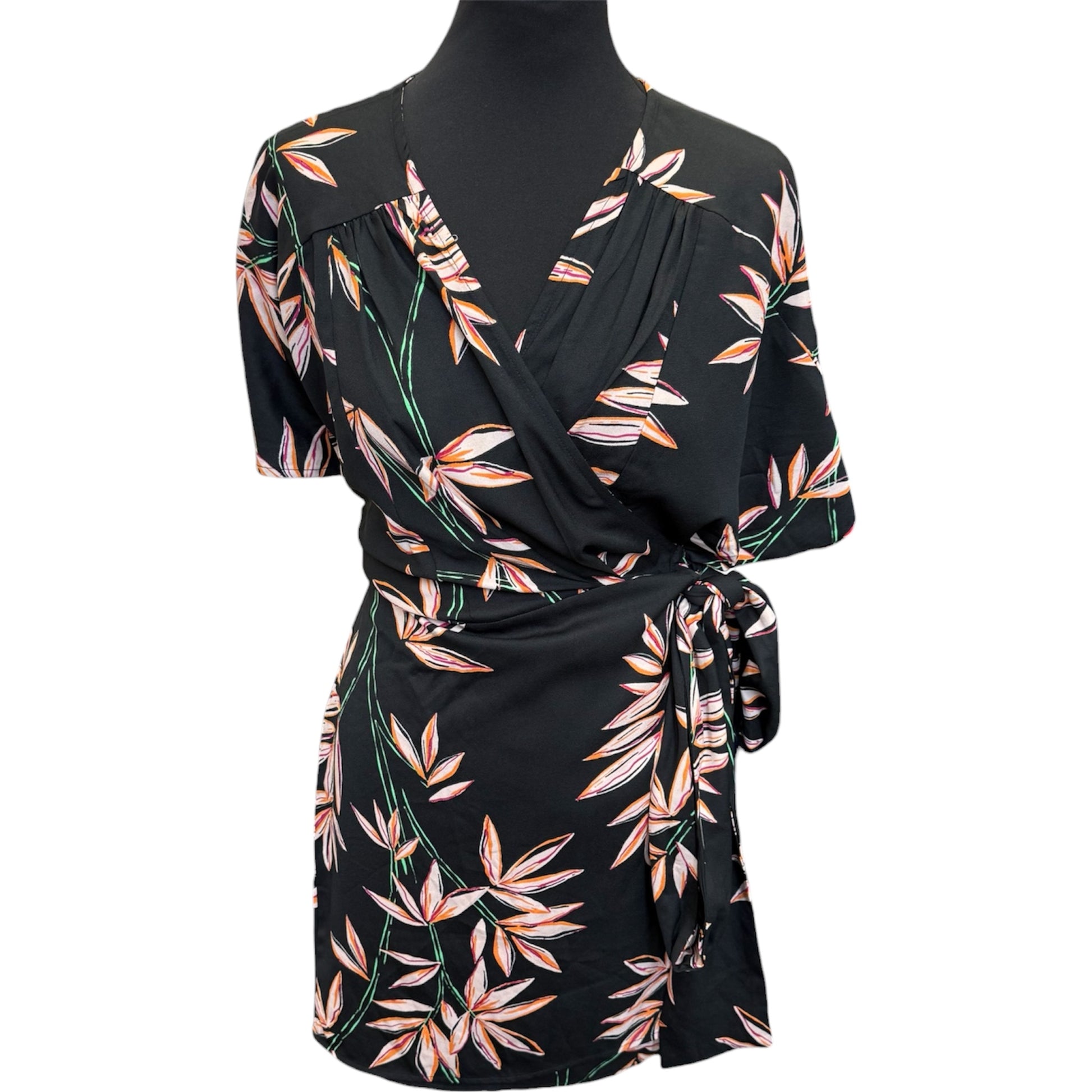 Dancing Leopard floral short sleeve wrap mini dress