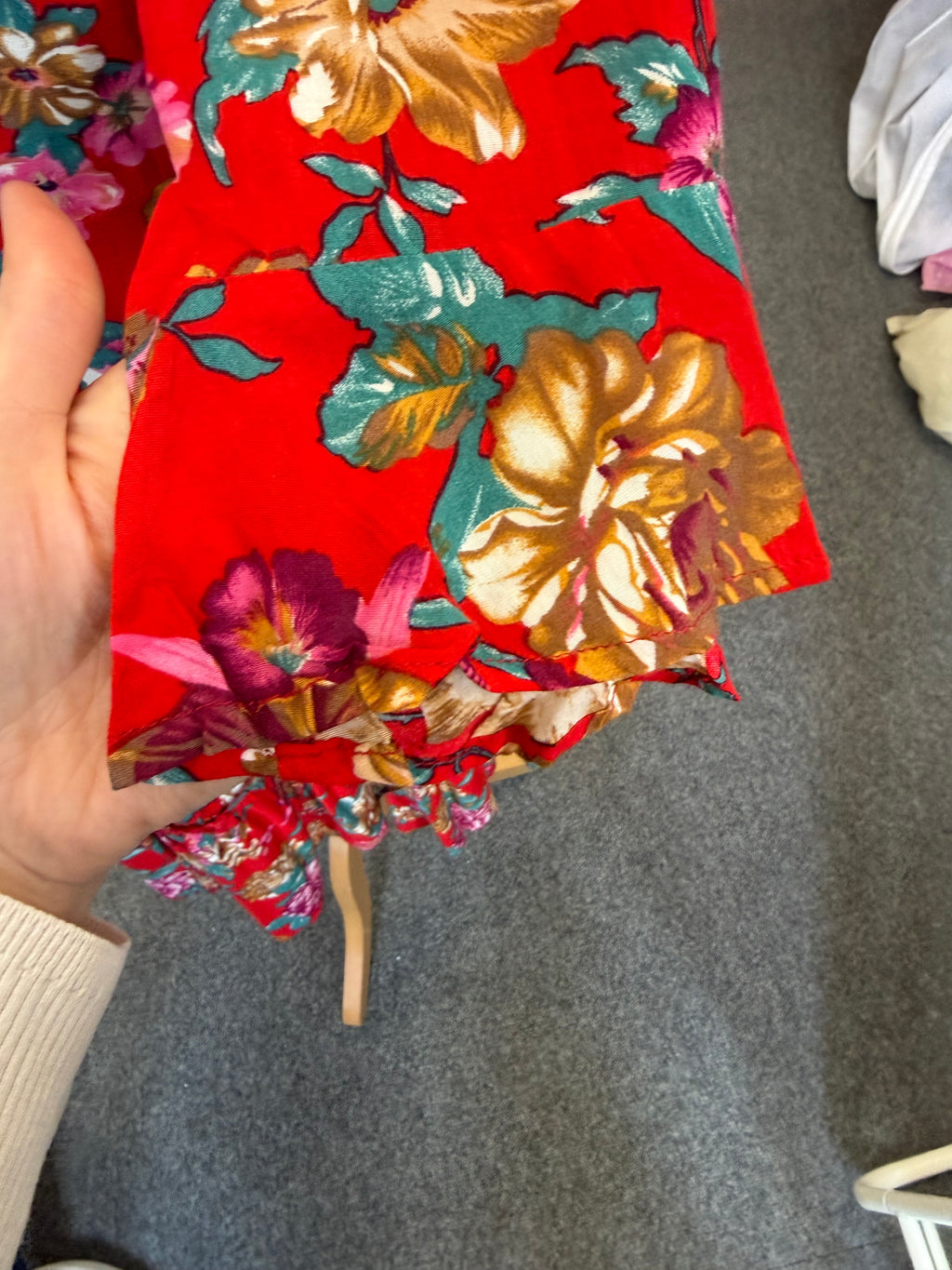 Vintage Madam Rage red floral long sleeve dress