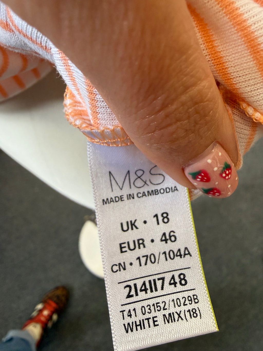 M&S peach and white cotton vest top