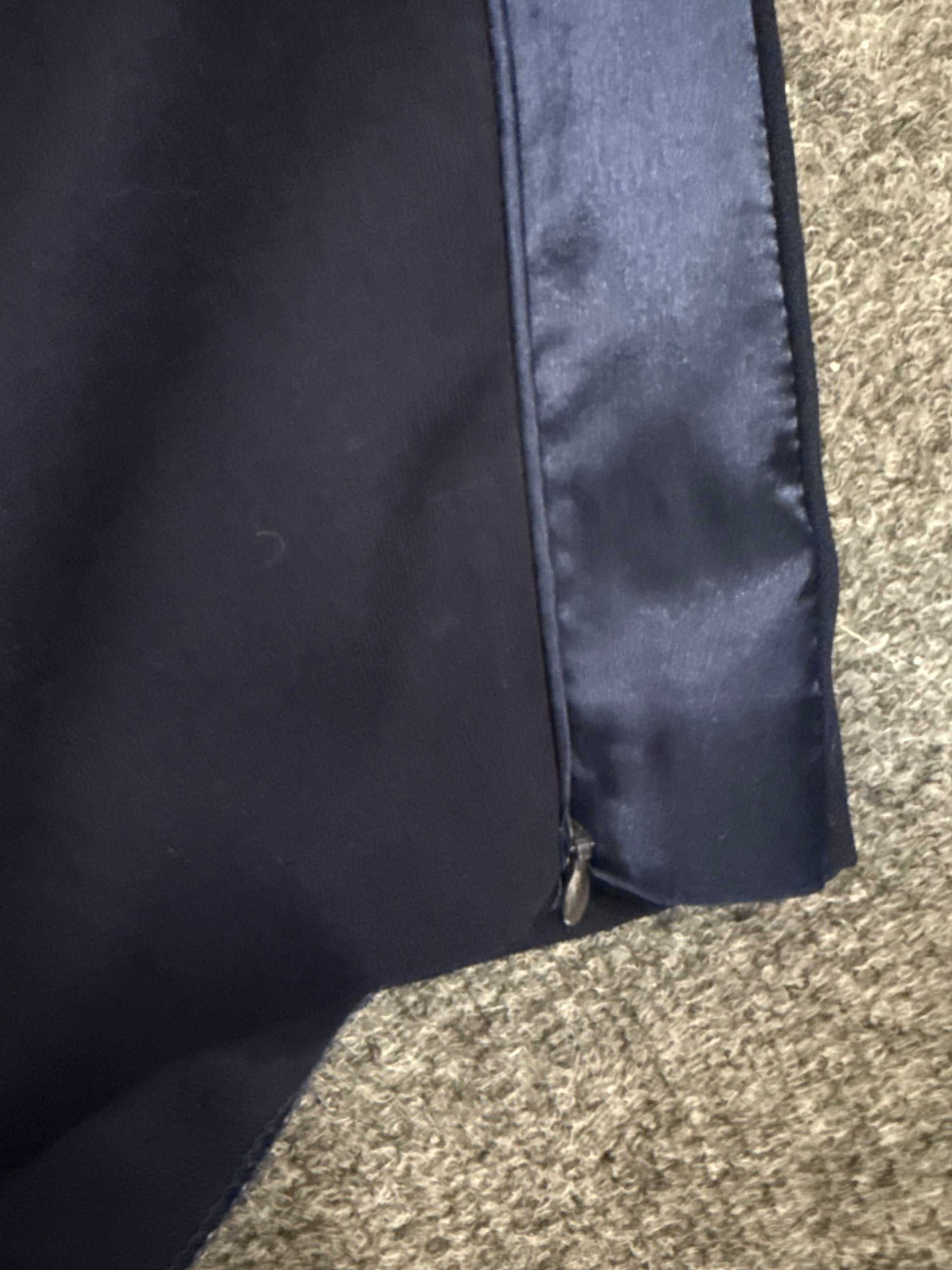 Topshop navy tapered casual zip bottom trousers