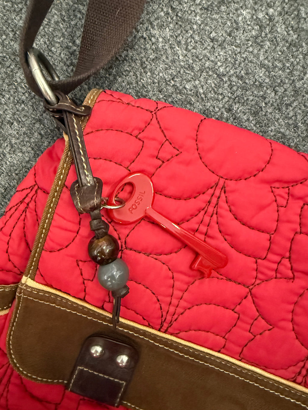 Fossil red satchel style bag