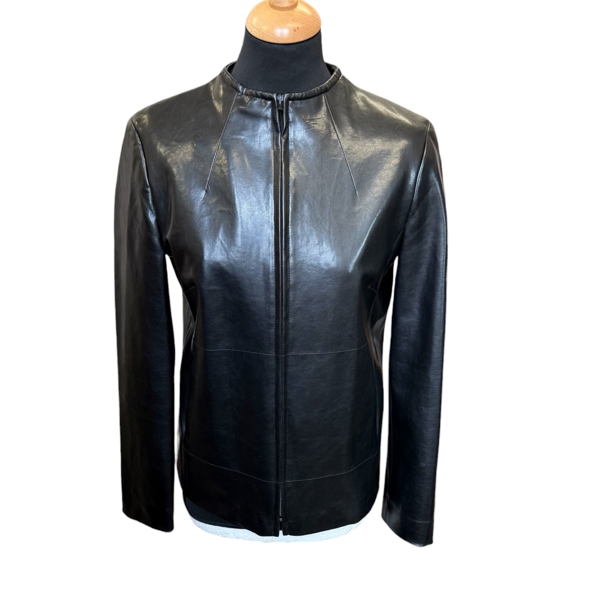 Betty Barclay faux leather collarless jacket