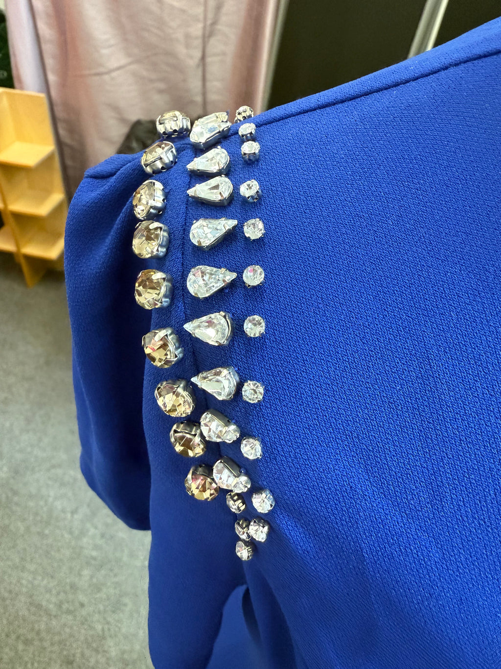 Oasis blue diamnte shoulder detail mini dress