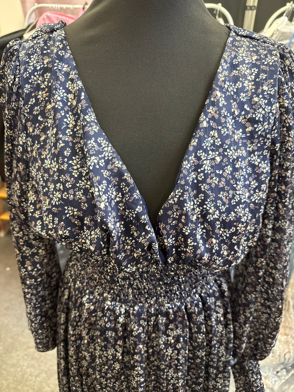 Navy floral long sleeve maxi dress