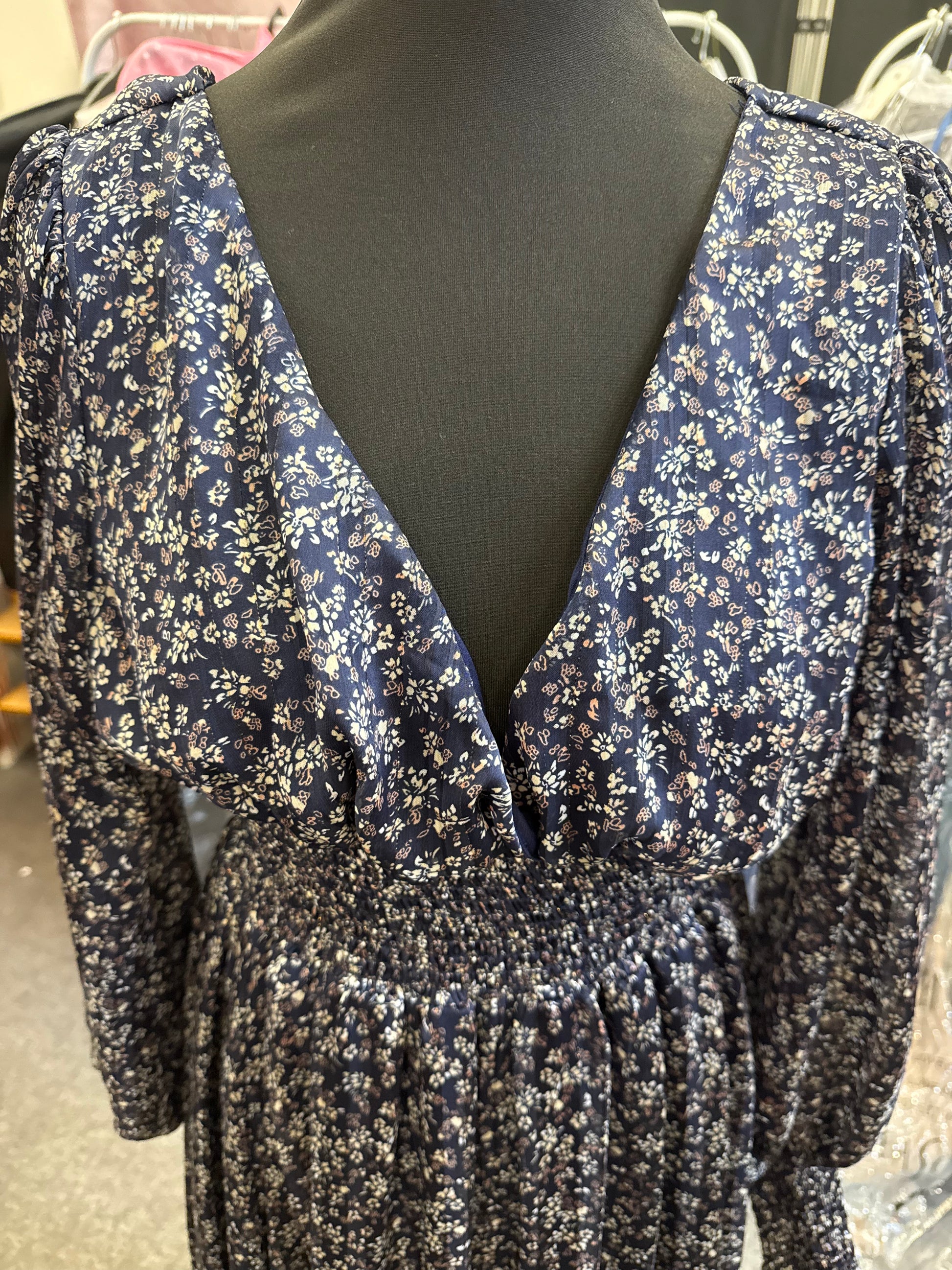 Navy floral long sleeve maxi dress