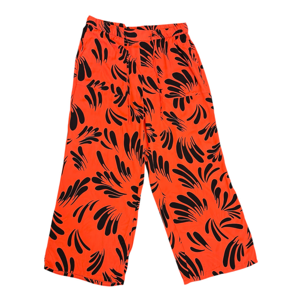 M&S red and black pattern wide leg trousers