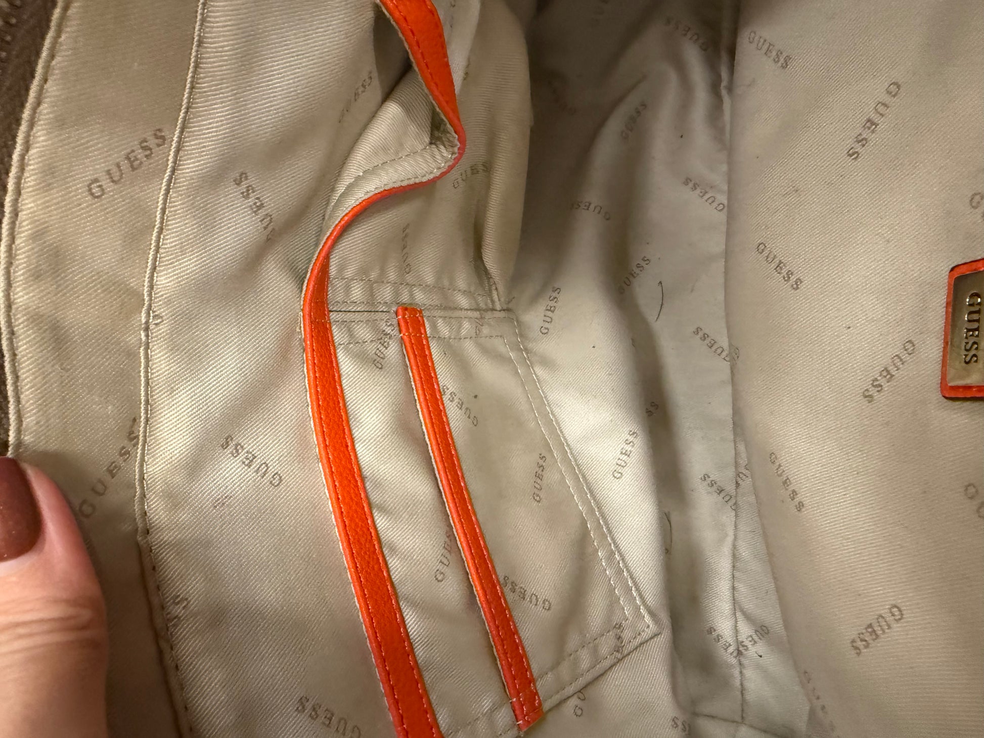 Guess brown and orange hand and shoulder bag