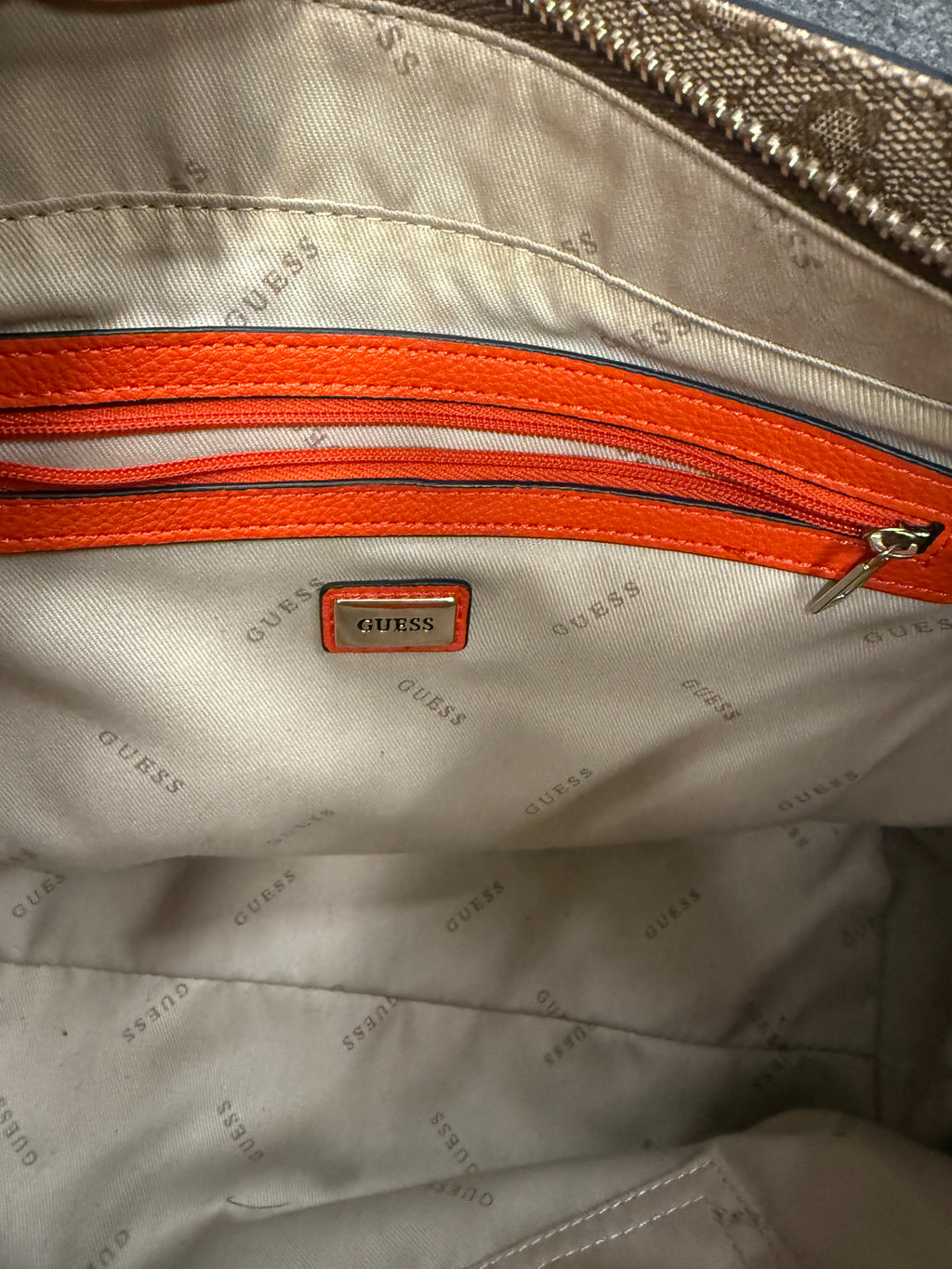 Guess brown and orange hand and shoulder bag