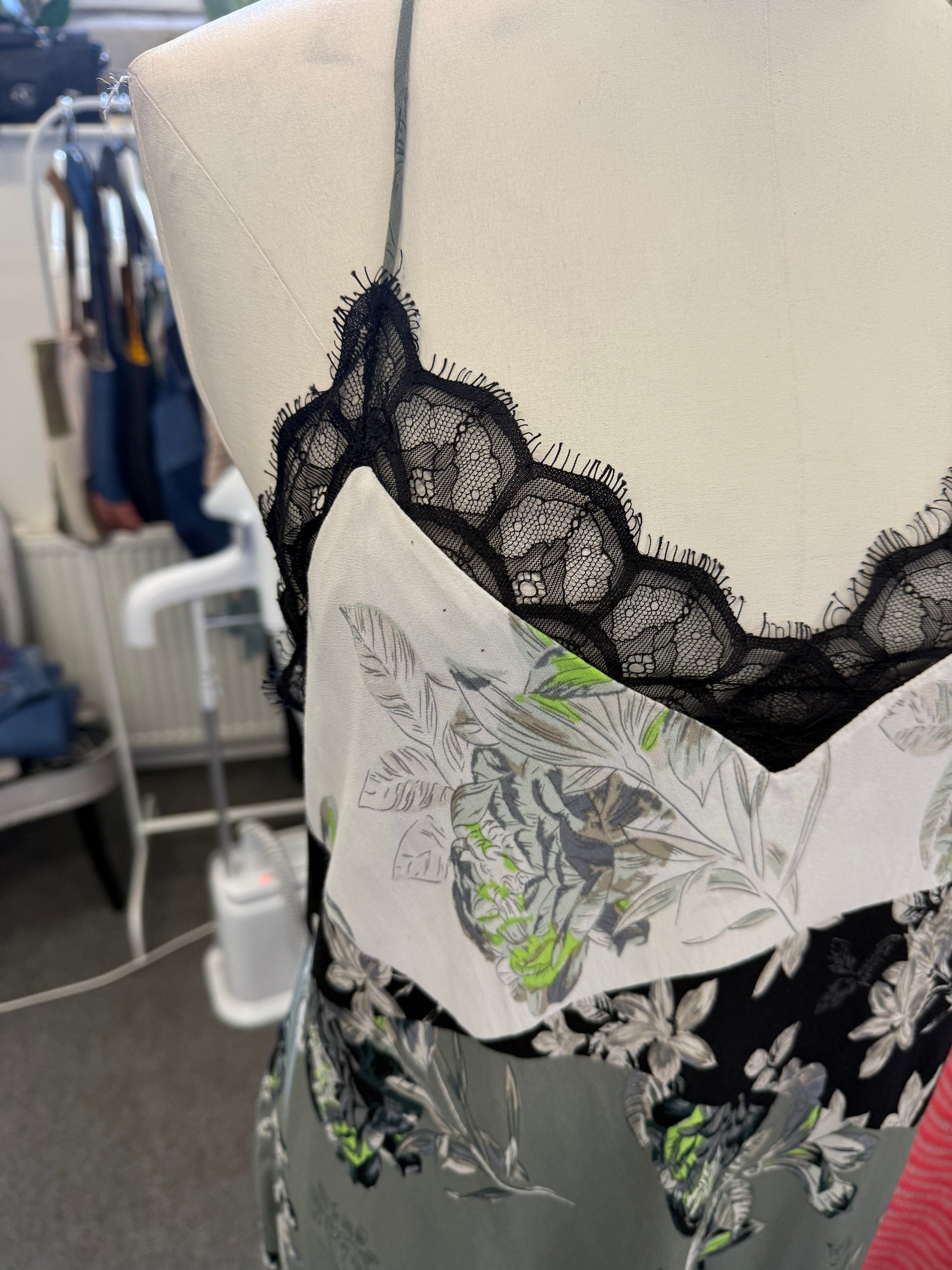 Next floral pattern lace detail midi dress
