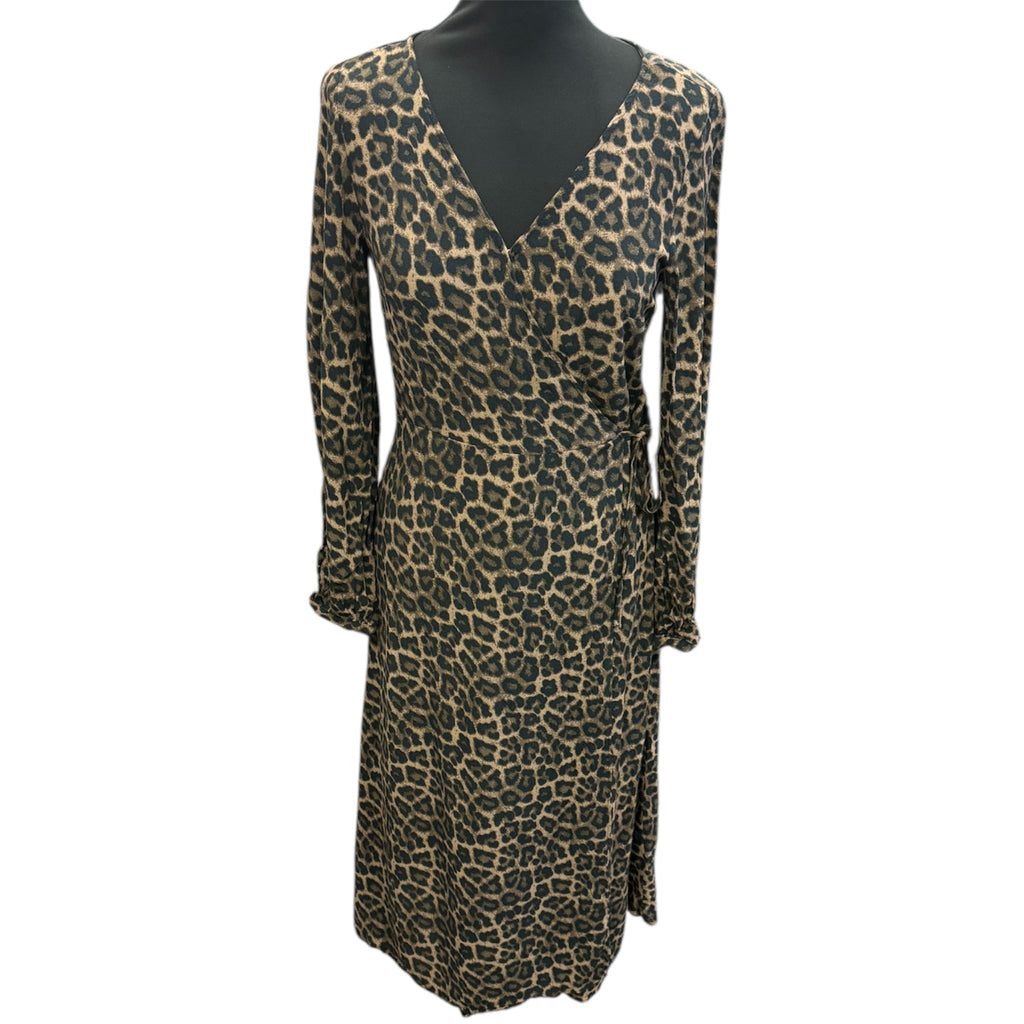 H&M leopard print wrap long sleeved dress