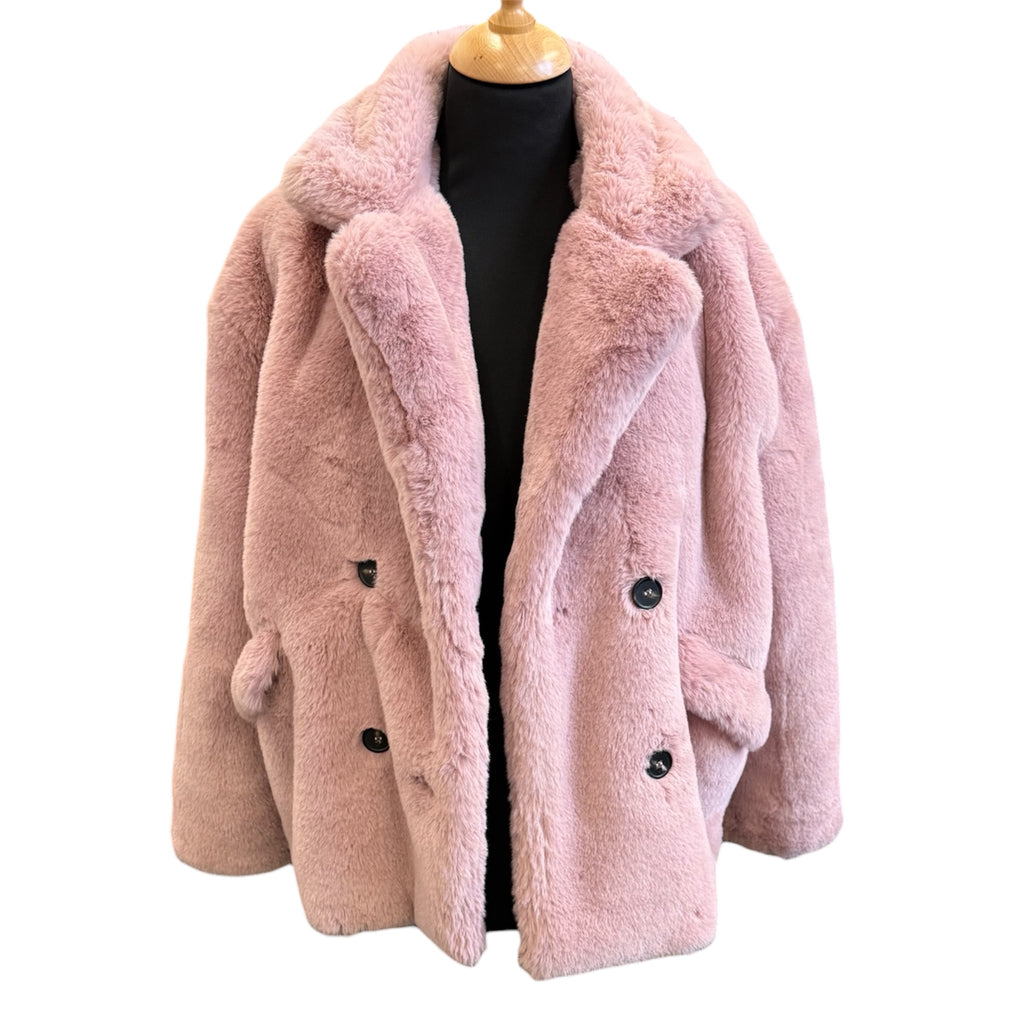 Oasis pink faux fur jacket