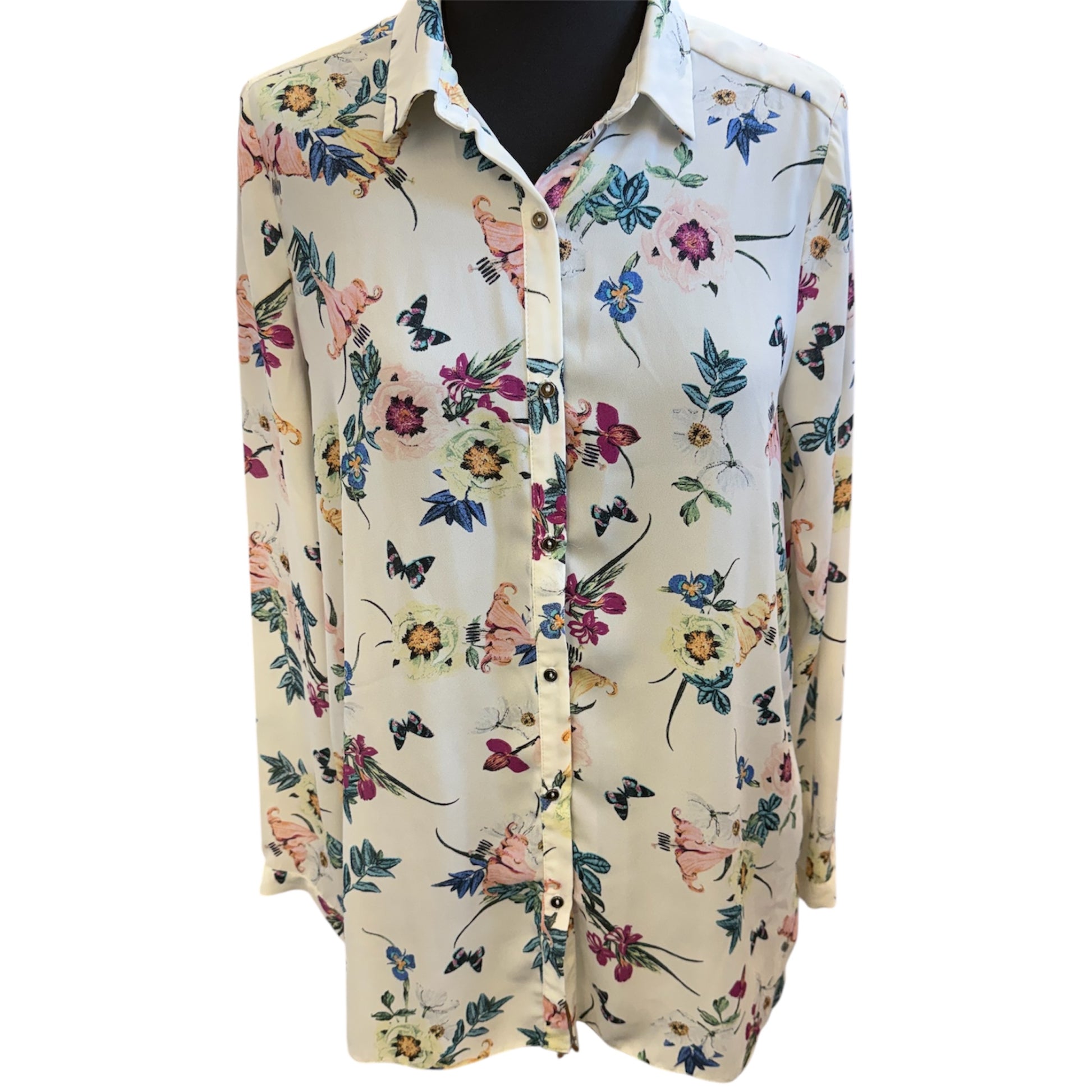 George long sleeve butterfly print blouse