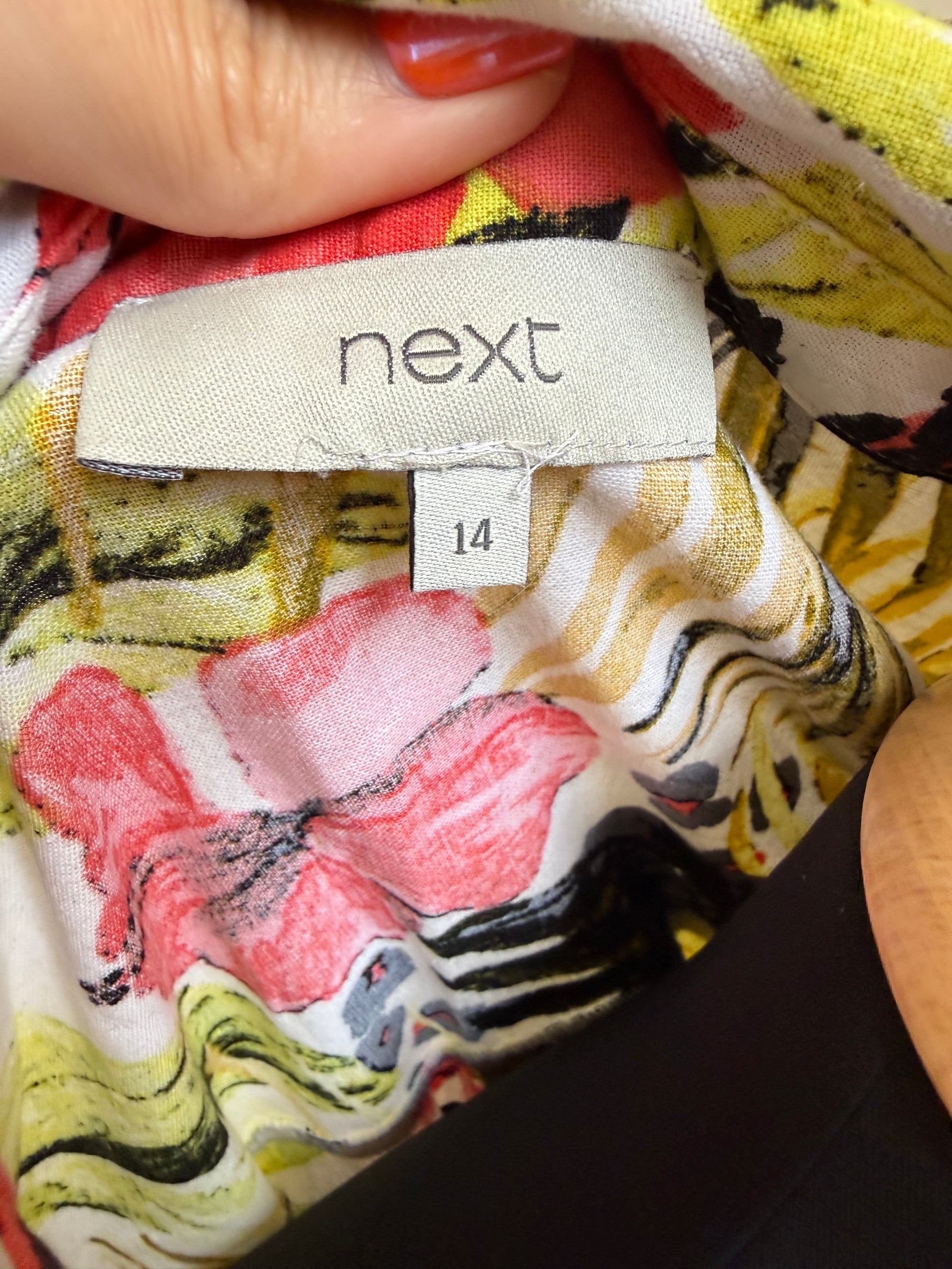 Next linen floral print short sleeved buttoned collared maxi dress