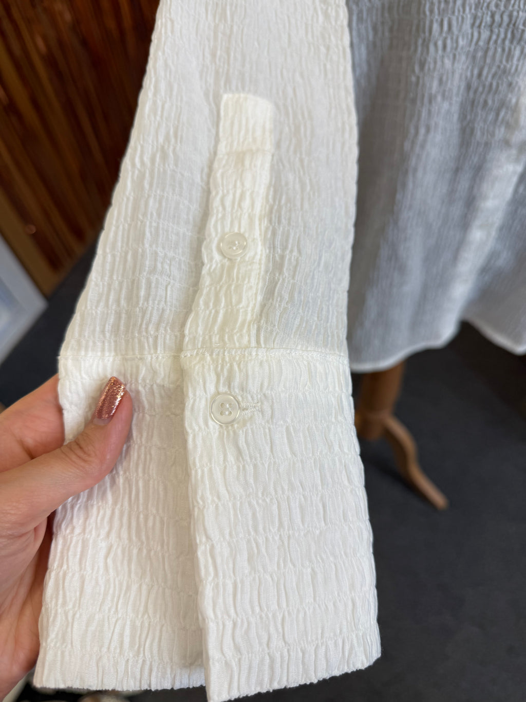 Berska oversize white crinkle blouse