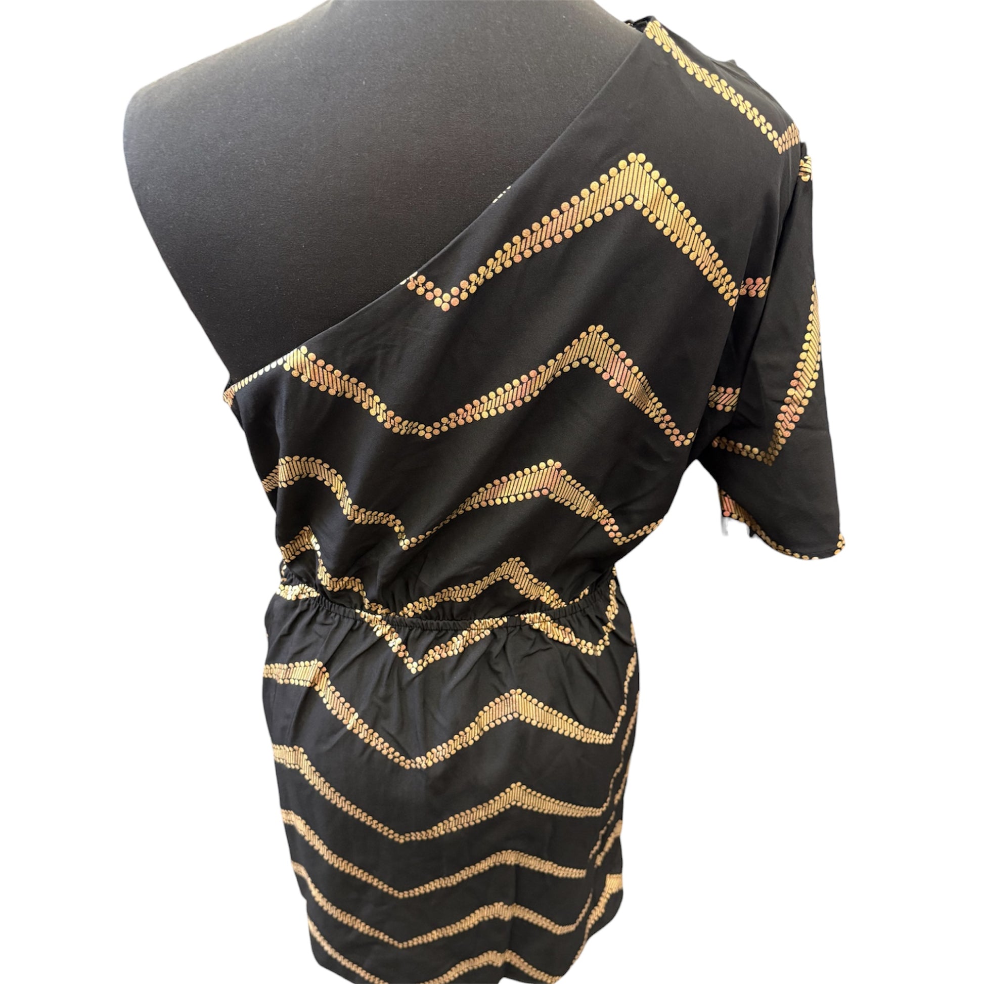 Gold and black one shoulder tie dress