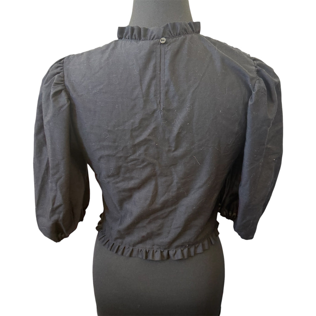 H&M cropped pouffe sleeve high neck top