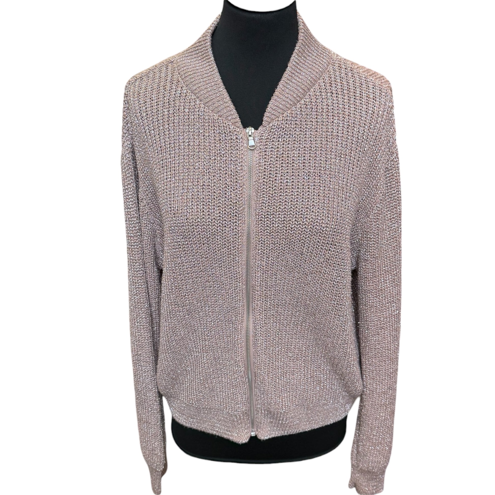Primark pink glitter zip cardigan