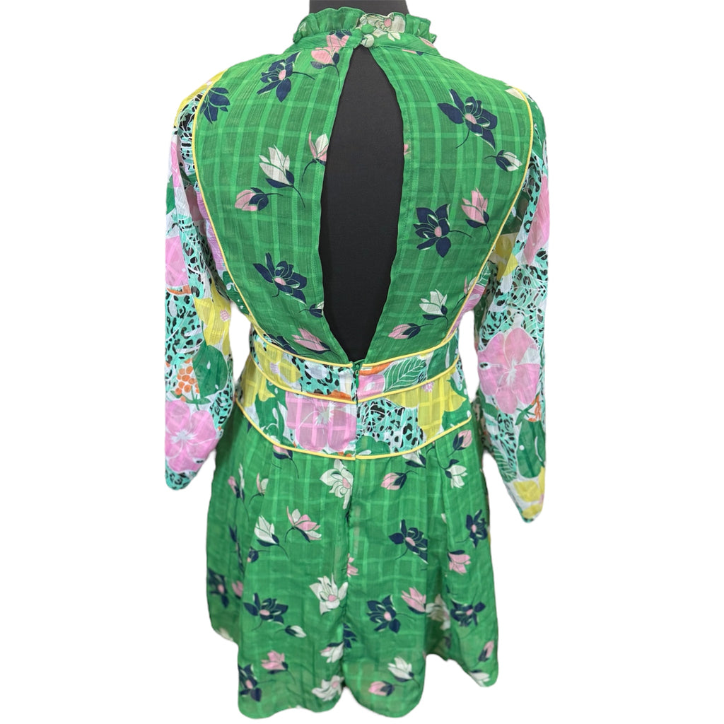 ASOS high neck open back long sleeved mini dress with underslip