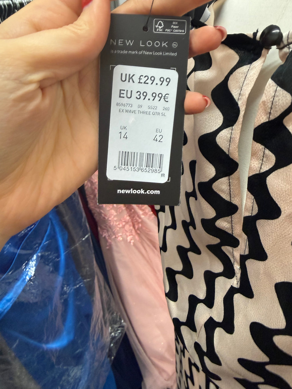 New Look pink and black print belted mini dress