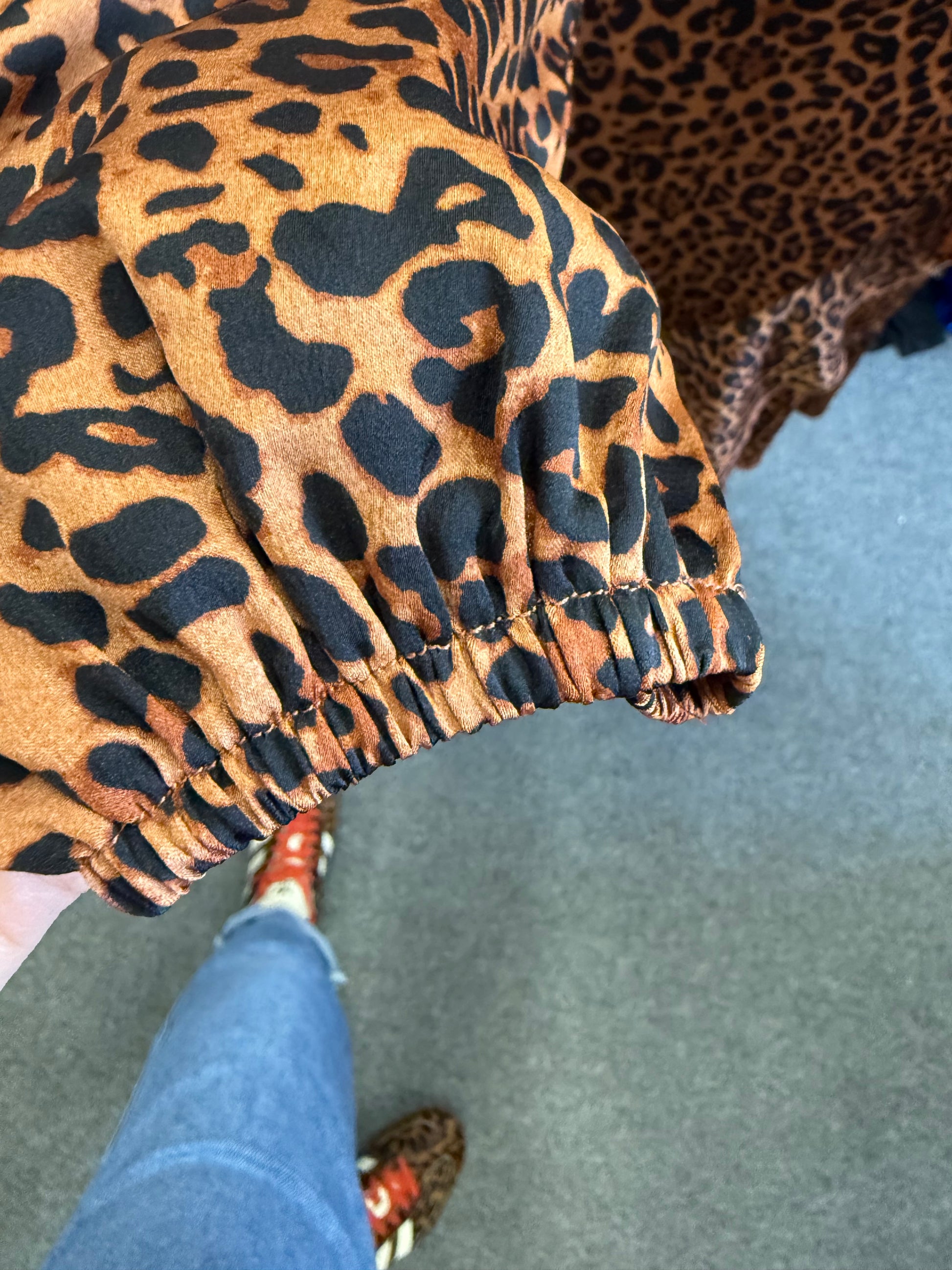 QED London animal print frill long sleeved dress