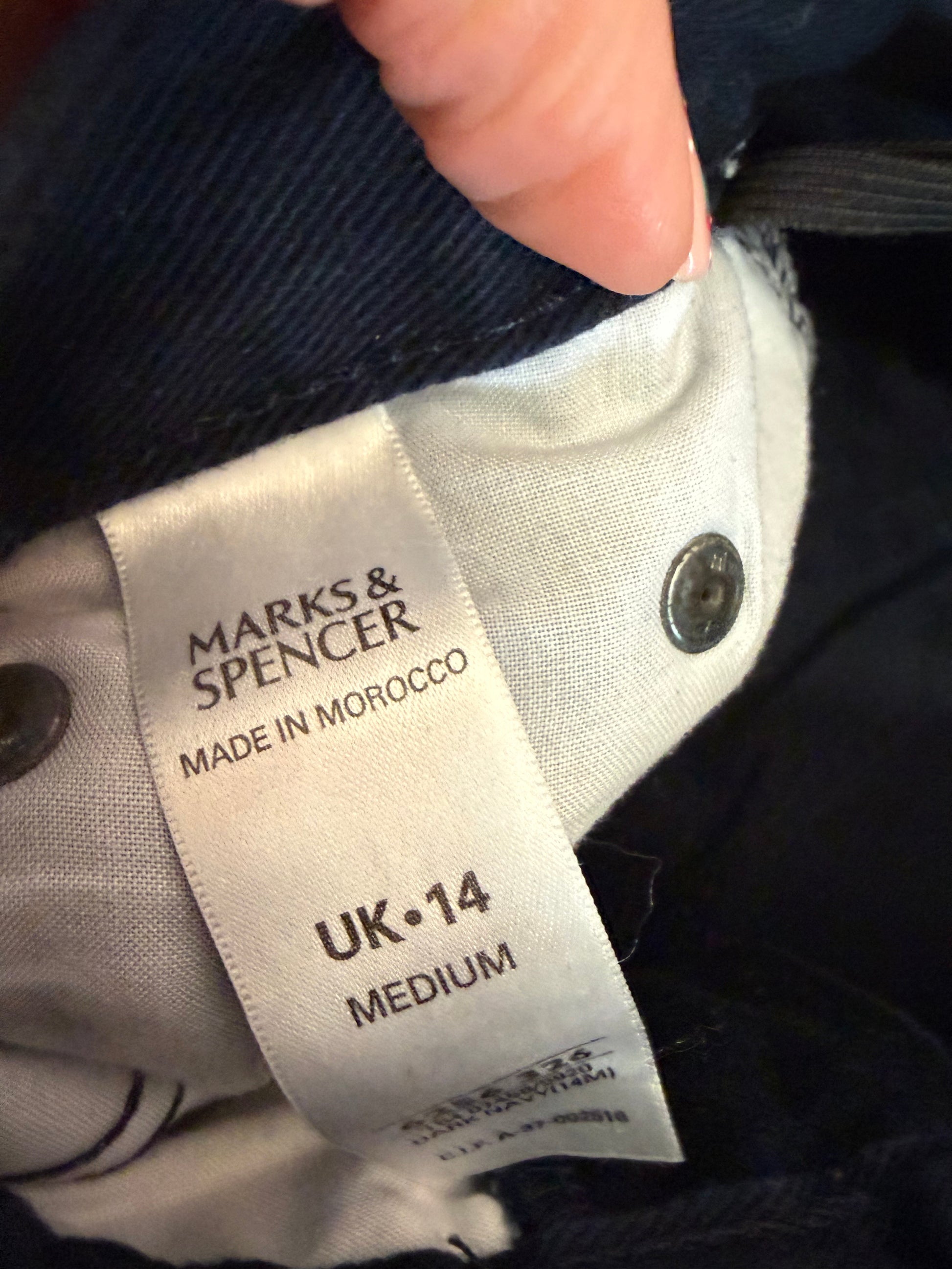 M&S navy high waist straight jeans