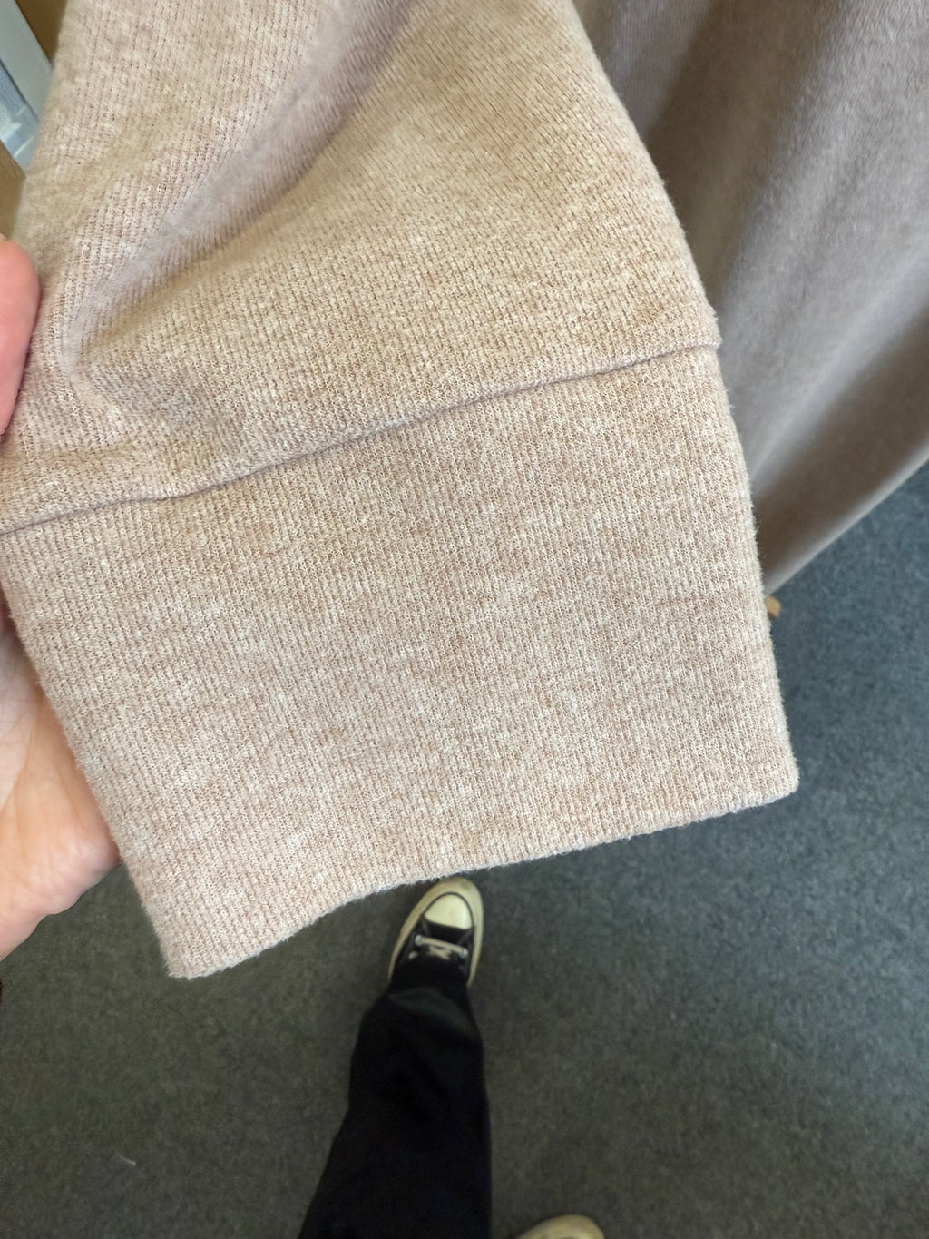 Beige high neck long sleeve knit dress