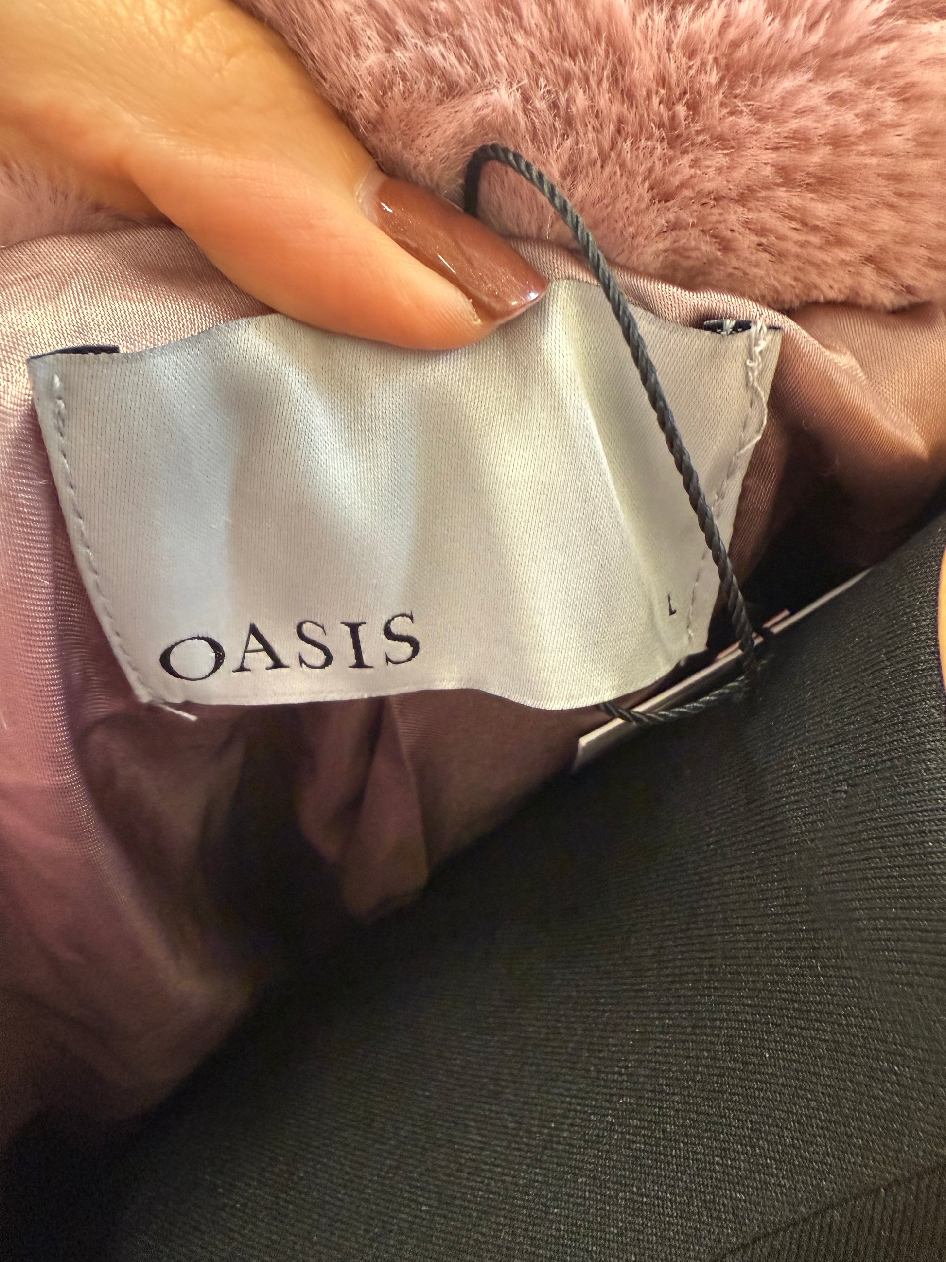 Oasis pink faux fur jacket