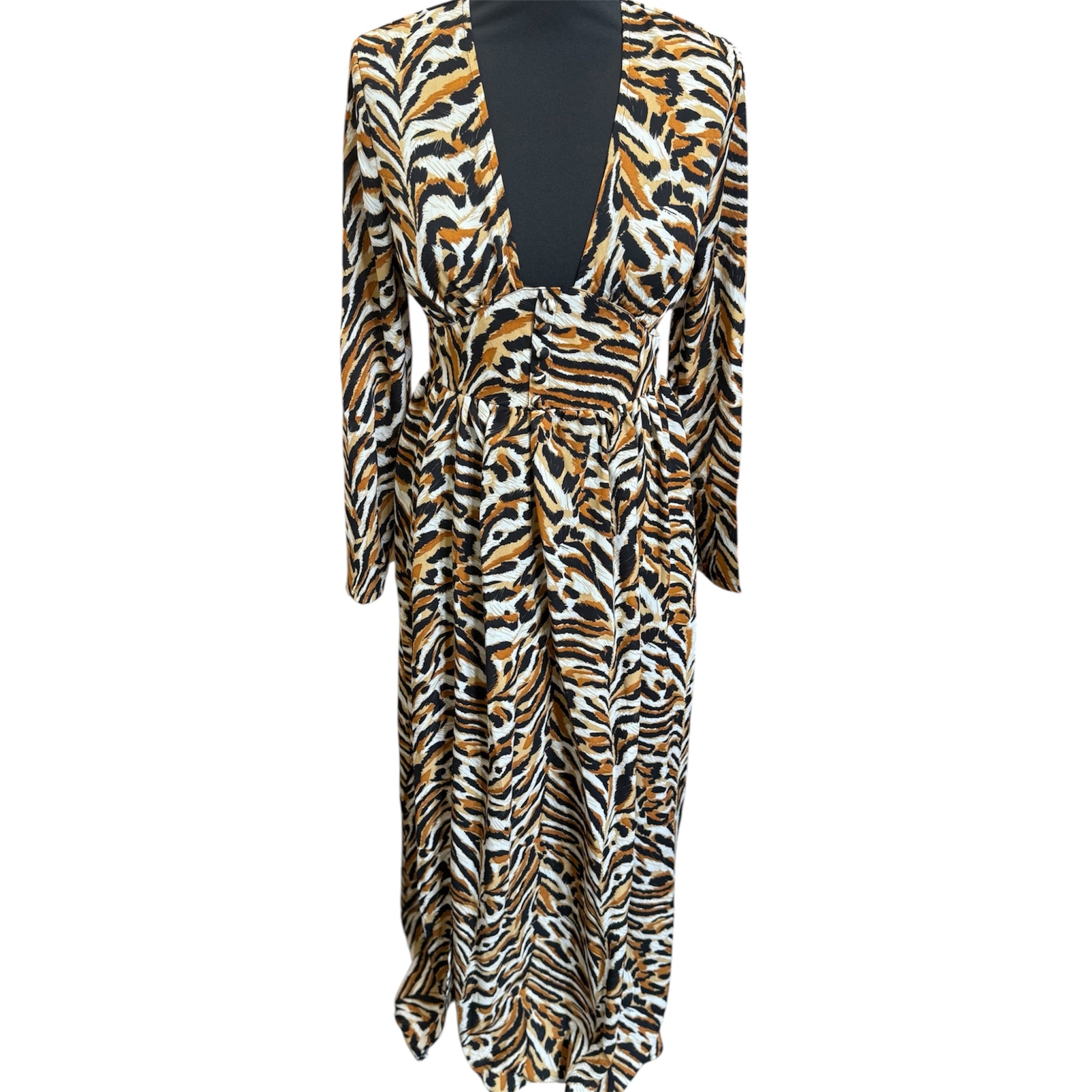 Boohoo animal print long sleeved maxi dress