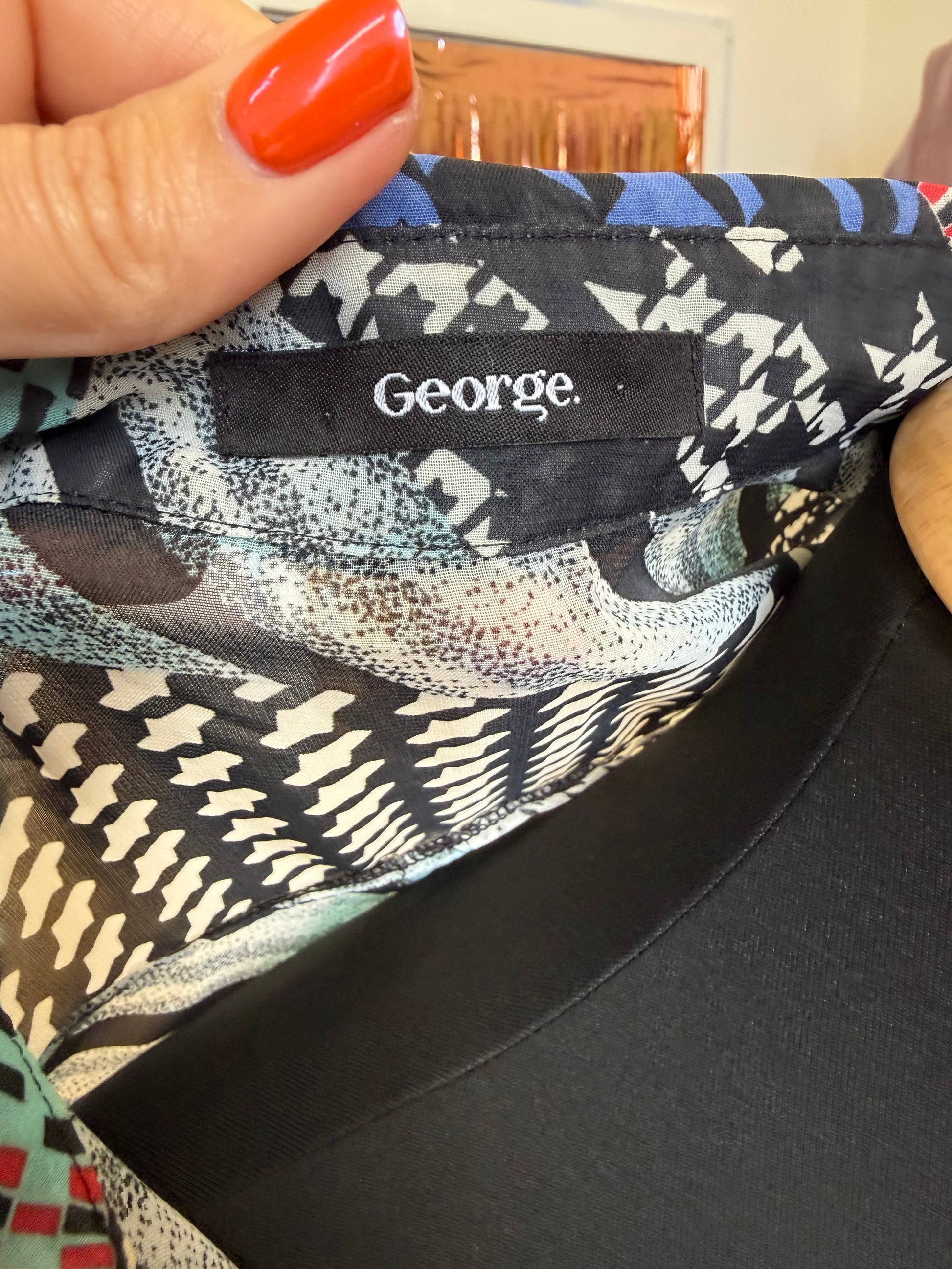 George multi pattern sleeveless collared blouse